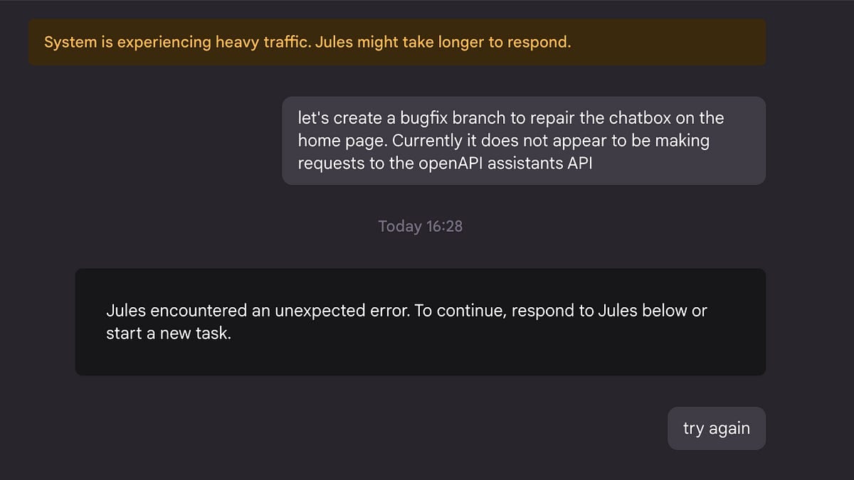 Try Google's Jules agent on a broken chatbox in your site